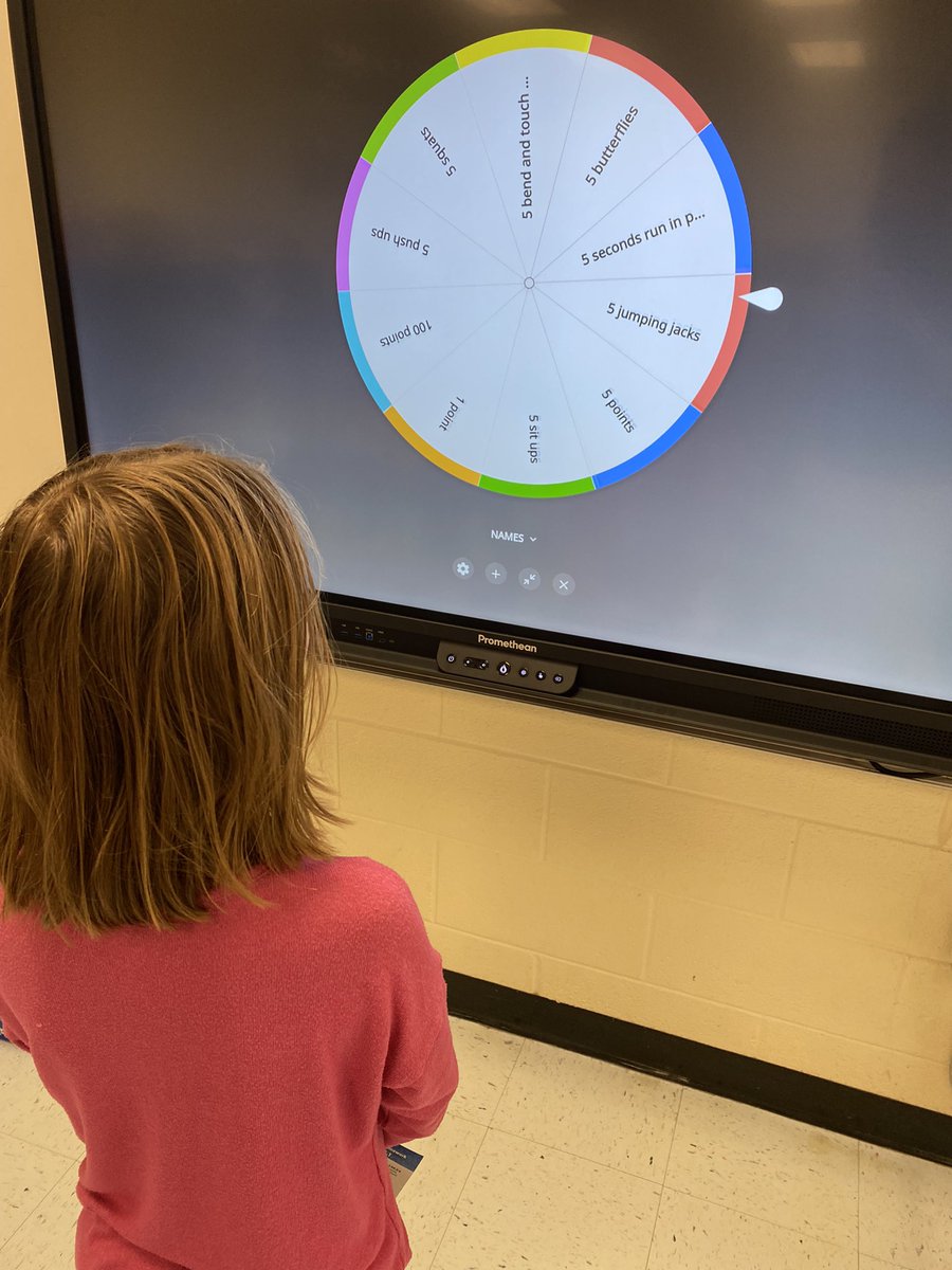 LeichterTeach's tweet photo. Today we had fun adding in fitness to our math lesson. Students answered questions as a team for a chance to spin the spinner and either win points for their team or an exercise challenge. https://t.co/AXxzEOPp39