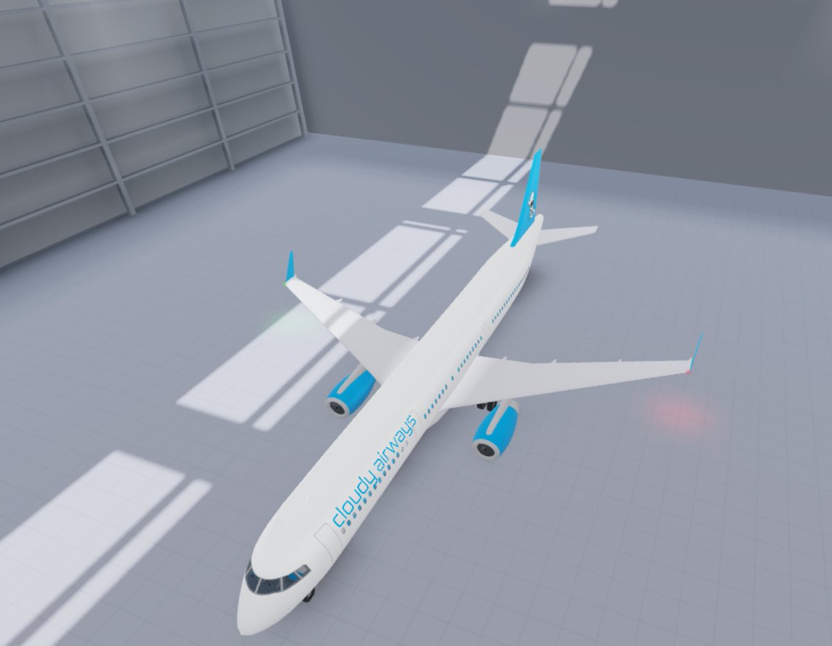 Coolplane_10's tweet photo. @CabinCrewRBLX @CruisingStudios @Aveirx1 #CCSLivery #CabinCrewSimulator Cloudy airways plane and livery! The first flight will take place in Saturday https://t.co/jH7oMjJikP