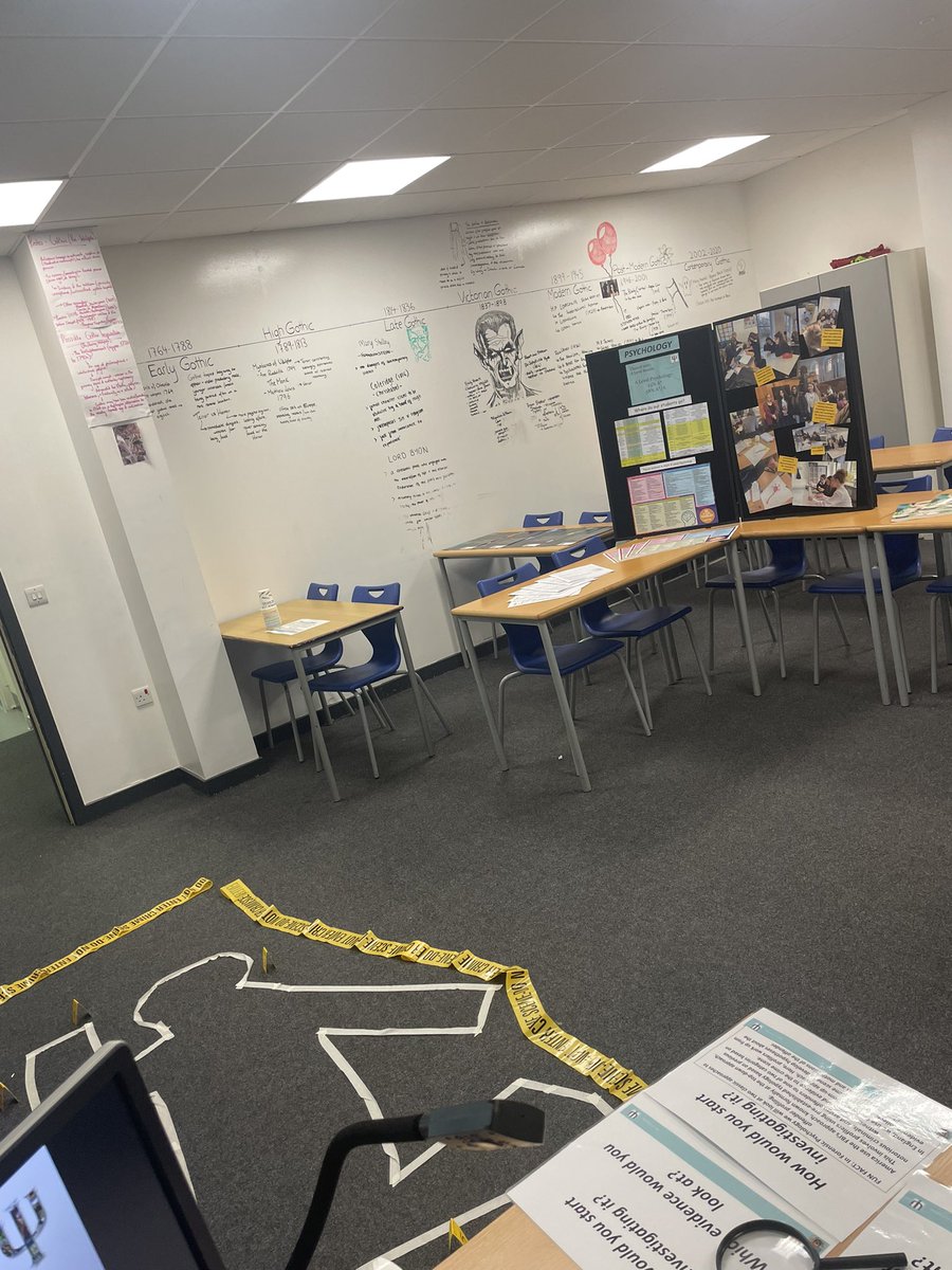 HolyportPsych1's tweet photo. It was a pleasure to meet so many prospective psychologists tonight at @HolyportSixth Open Evening! 
Thank you to our amazing students who came to help, telling families the reality of studying A Level Psychology! 
Big thanks to @HolyportArt for being our murder victim model too! https://t.co/6frLs8D5qz