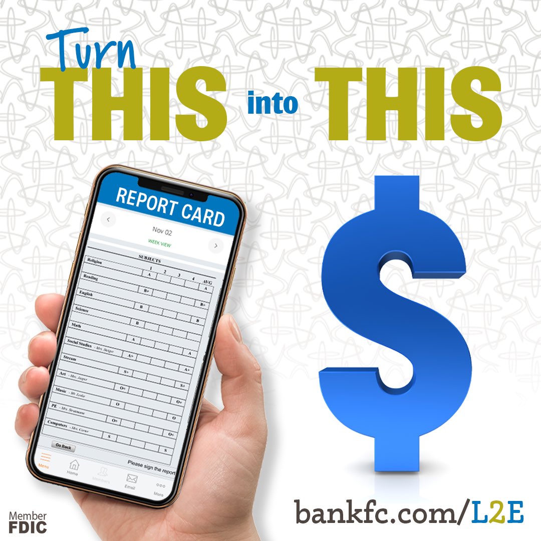 Bank_of_Frank's tweet photo. Stop by BFC to turn your report card into π²- Grades K-12! π See all LEARN2EARN Student Rewards details: https://t.co/7sG7zczye0
No purchase necessary.
#communitybank #communitybanking #Learn2Earn #studentrewards #reportcard #BFCGivesBack https://t.co/O76lkxV2yr