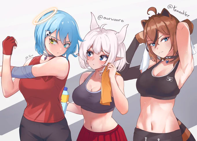 Nalia fighting practice w/ Lorel () &amp; Toki ()#lorelillust #tanookillust 