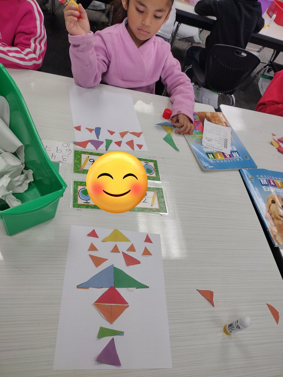 Kinders creating art from triangles! <a href="/Columbia_VVUSD/">Columbia Elementary</a>