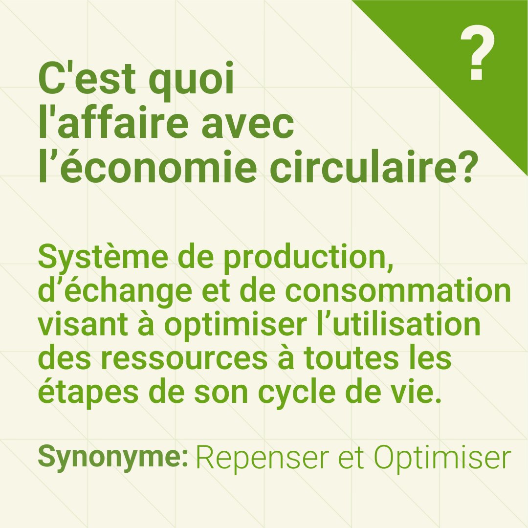 L’économie circulaire, c’est un modèle économique qui vise à créer des boucles, afin d’optimiser et de valoriser un maximum de ressources. 
📌Pour en savoir plus sur nos services en développement durable : sadc-cae.ca/fr/developpeme…