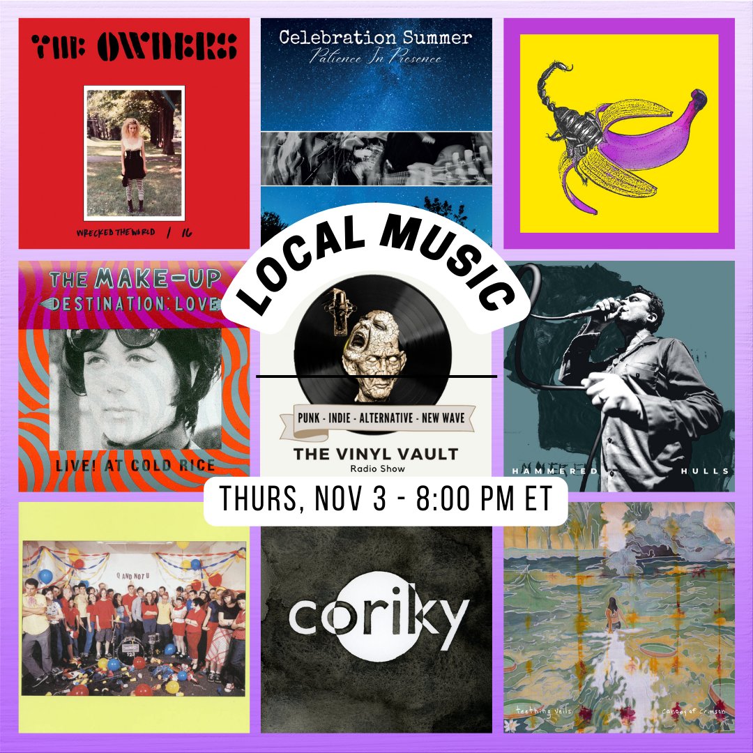 JC_VinylVault's tweet photo. This week on The Vinyl Vault (Nov 3), featuring local music from The Owners, Celebration Summer, Opt Out, The Make-Up, Hammered Hulls, Q and Not U, Coriky &amp; Teething Veils New music from Jake Blount, Daniele Luppi &amp; Bzdet. 96.7 FM or stream live at https://t.co/Wy5c9CXcUD. https://t.co/ogj7CpVZHO
