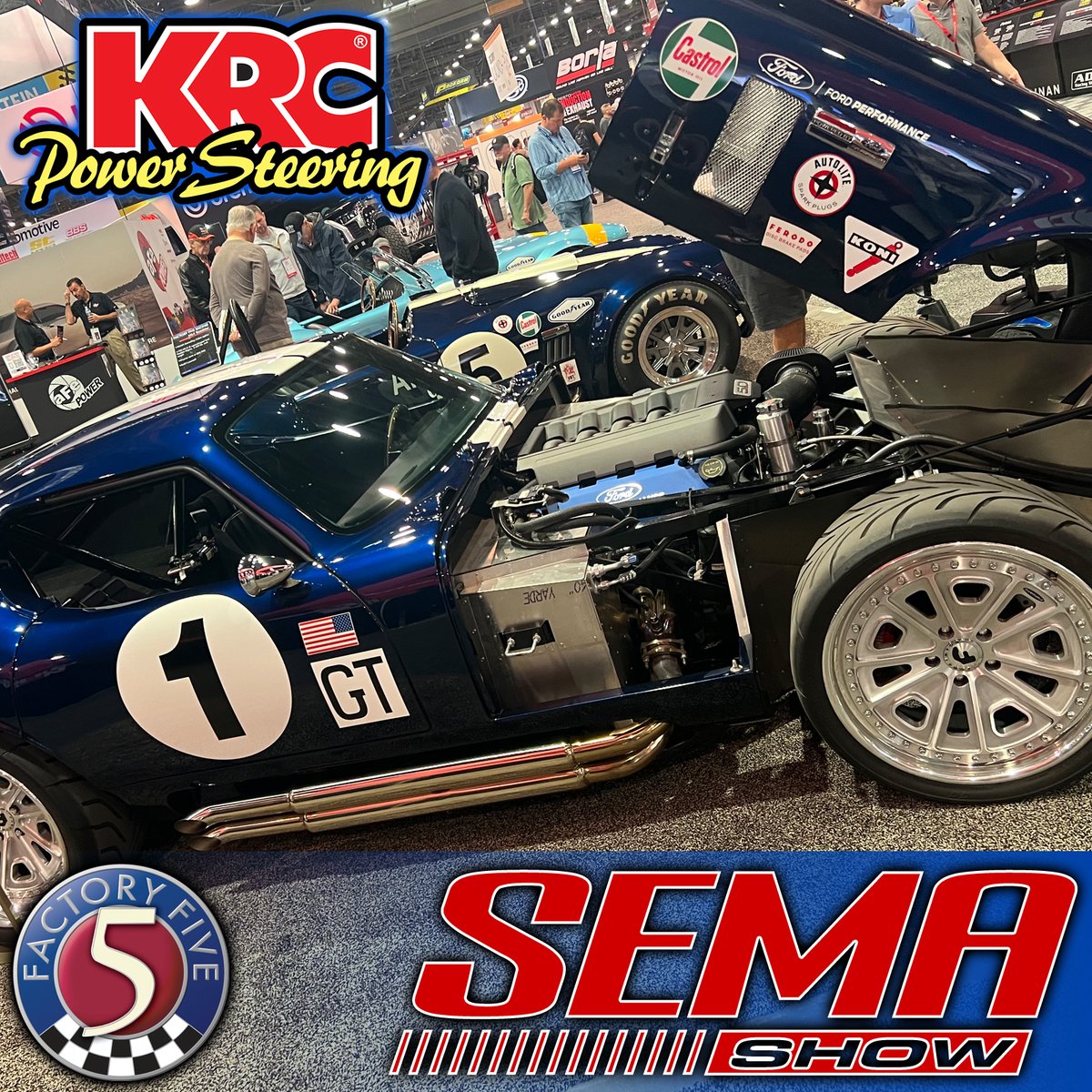 KRCPower's tweet photo. 😎 The KRC Power Steering Team is enjoying the 2022 The SEMA Show. Here is the Factory Five Racing Booth utilizing our KRC Power Steering Coyote Engine Kits!
#semashow #factoryfiveracing #krcpower #krcpowersteering
📞 (770) 422-5135 • 🖥 https://t.co/RCoDZN1XII https://t.co/vcheNofxLJ