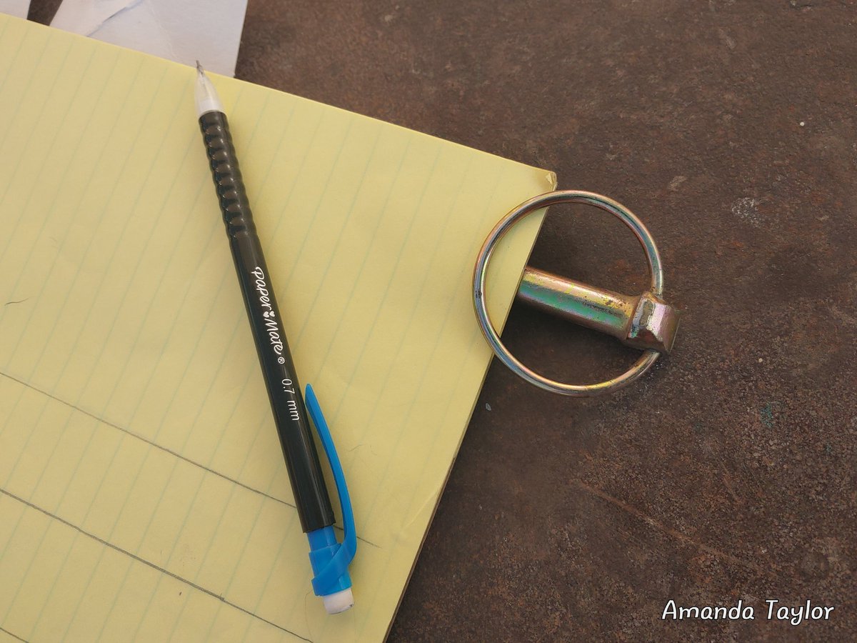 AmandaT1986's tweet photo. #Farm / #Ranch #Hacks... Lynch pins work as paper weight, and are heavy enough that the notebook doesn't blow around. #recordkeeping #misadventureswithamanda #kansaswind #farmersdaughter https://t.co/sEXPxr1kuO