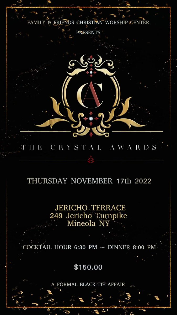 AVFreePastor's tweet photo. Join us a few seats are still available. Email is at thecrystalawardsblacktie@gmail.com https://t.co/9imU4ab2Wu