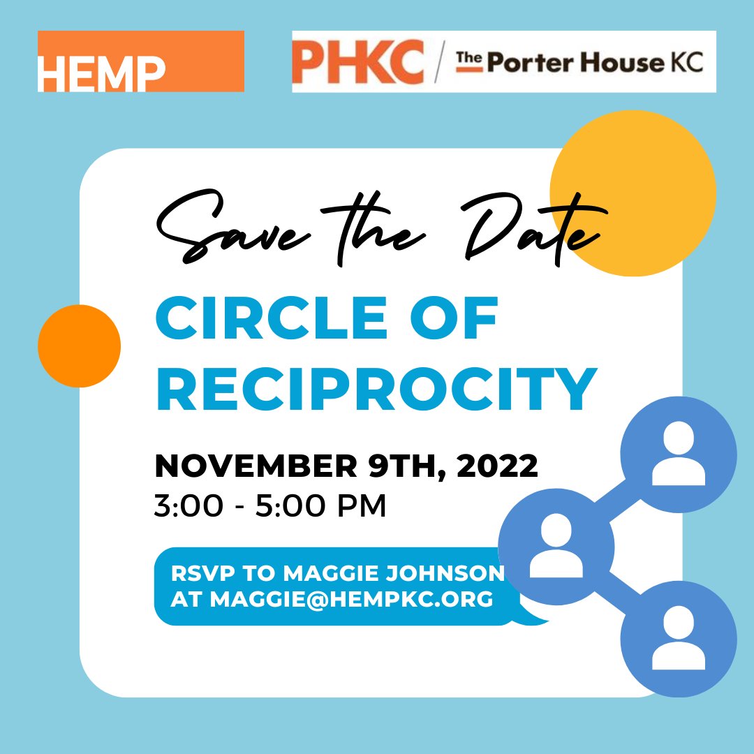 HEMPkc's tweet photo. Today's your last day to RSVP for this great event! Join us NEXT WEDNESDAY for the Circle of Reciprocity. It will aid networking, provide solutions to your business needs, & open your eyes to the assets available to you within #hempKC & #PHKC!
#circleofreciprocity #kcbusiness https://t.co/CIiEz2Dyj3