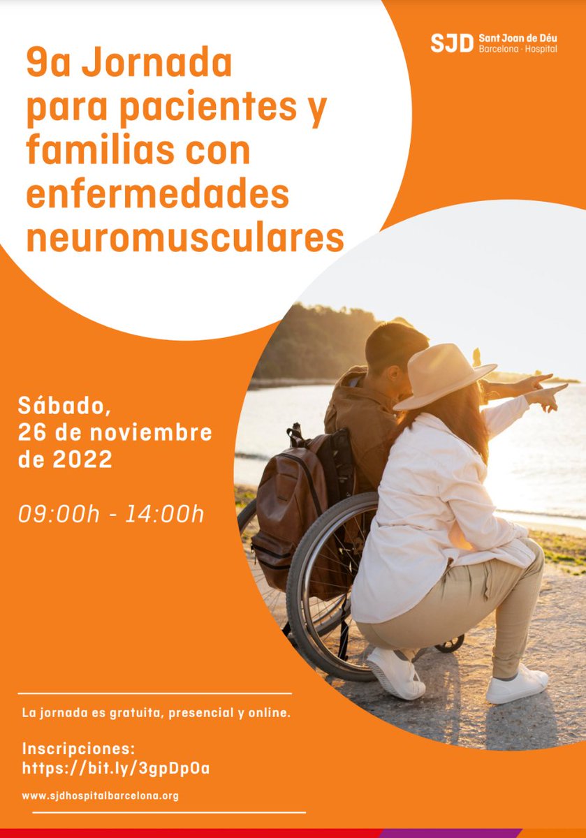 ASEMCatalunya's tweet photo. 9a Jornades per a pacients i famílies amb malalties #neuromusculars,  
@SJDbarcelona_es
DISSABTE 26/11, de 9.00 a 14.00
INSCRIPCIÓ 👇
https://t.co/JJggjLR6dn

#asemcatalunya #enfermedadesneuromusculares #malaltiesneuromusculars #discapacitat #discapacidad #jornades #jornadas https://t.co/8LRGH66ThH