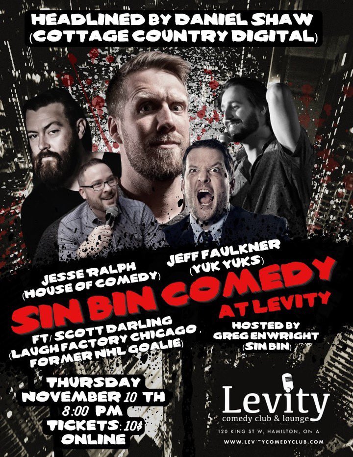 Hey Hamilton, this is neat. Stanley Cup winner & stand up comedian Scott Darling joins a great lineup at Levity Comedy Club Nov 10th. #HockeyTwitter #HamONT Tickets: levitycomedyclub.com/events/sin-bin…