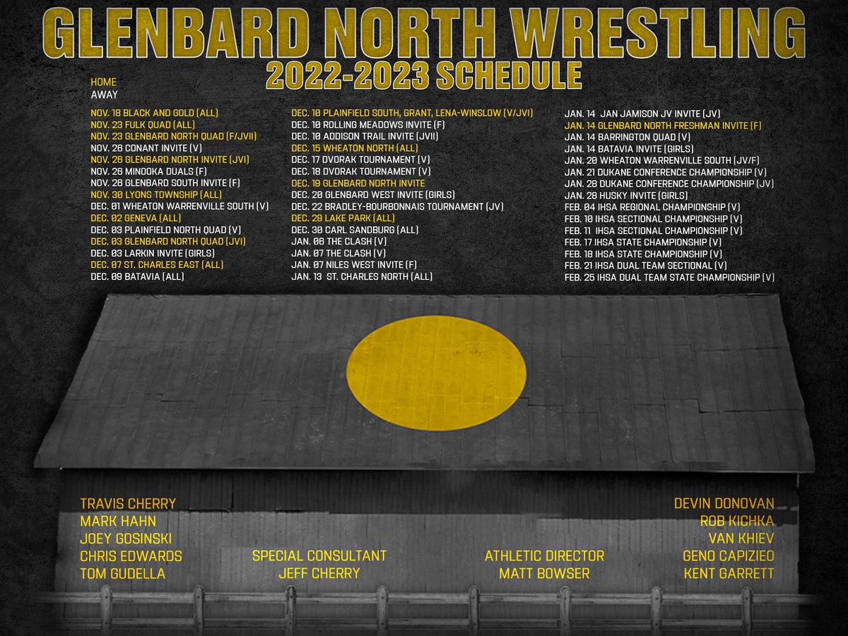 Gold_Dot_1968's tweet photo. Here is our full schedule. 

Huge shoutout to @jrbedits for the design! https://t.co/xknt1wZju3