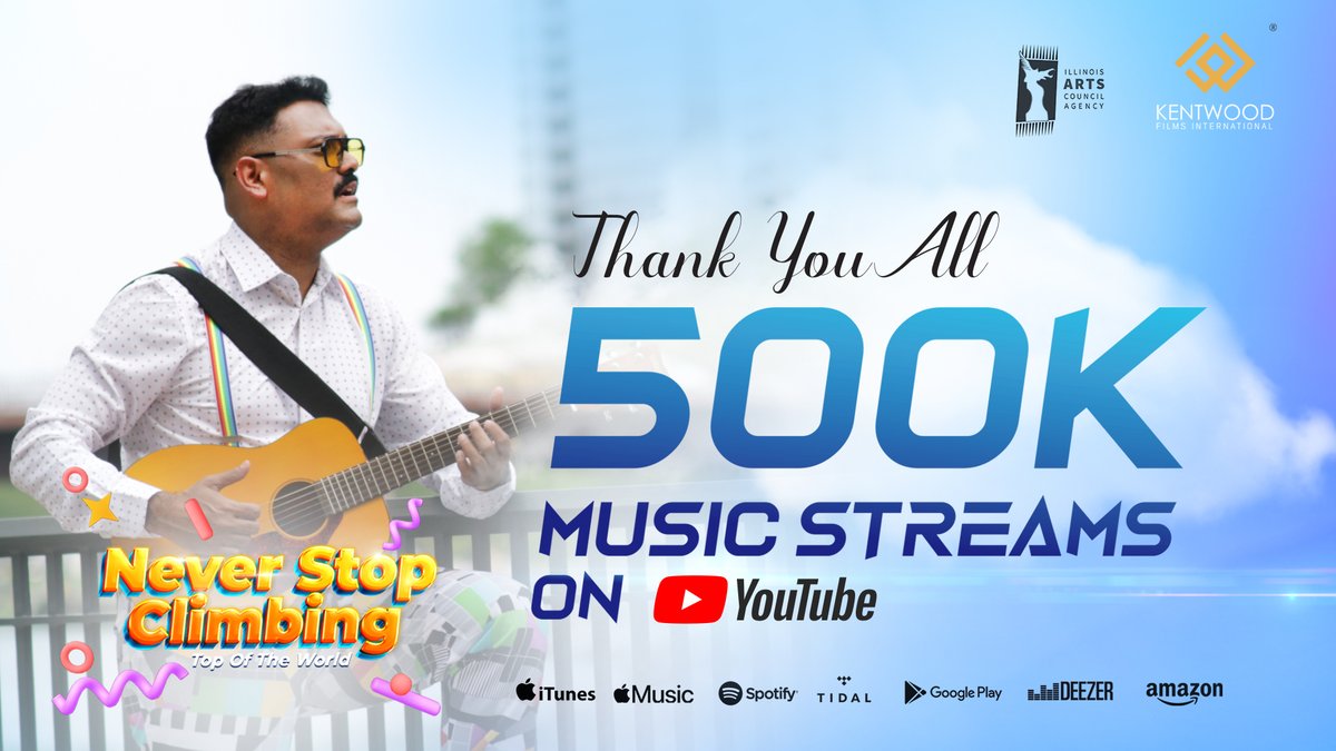 RKattookaran's tweet photo. "Thank you everyone for your love and support on my latest music production - Never Stop Climbing - Top Of The World. We have hit half a million views within almost 10days of its launch. This would not have been possible without the hard-work of the entire team and your support. https://t.co/nic5FQClPM