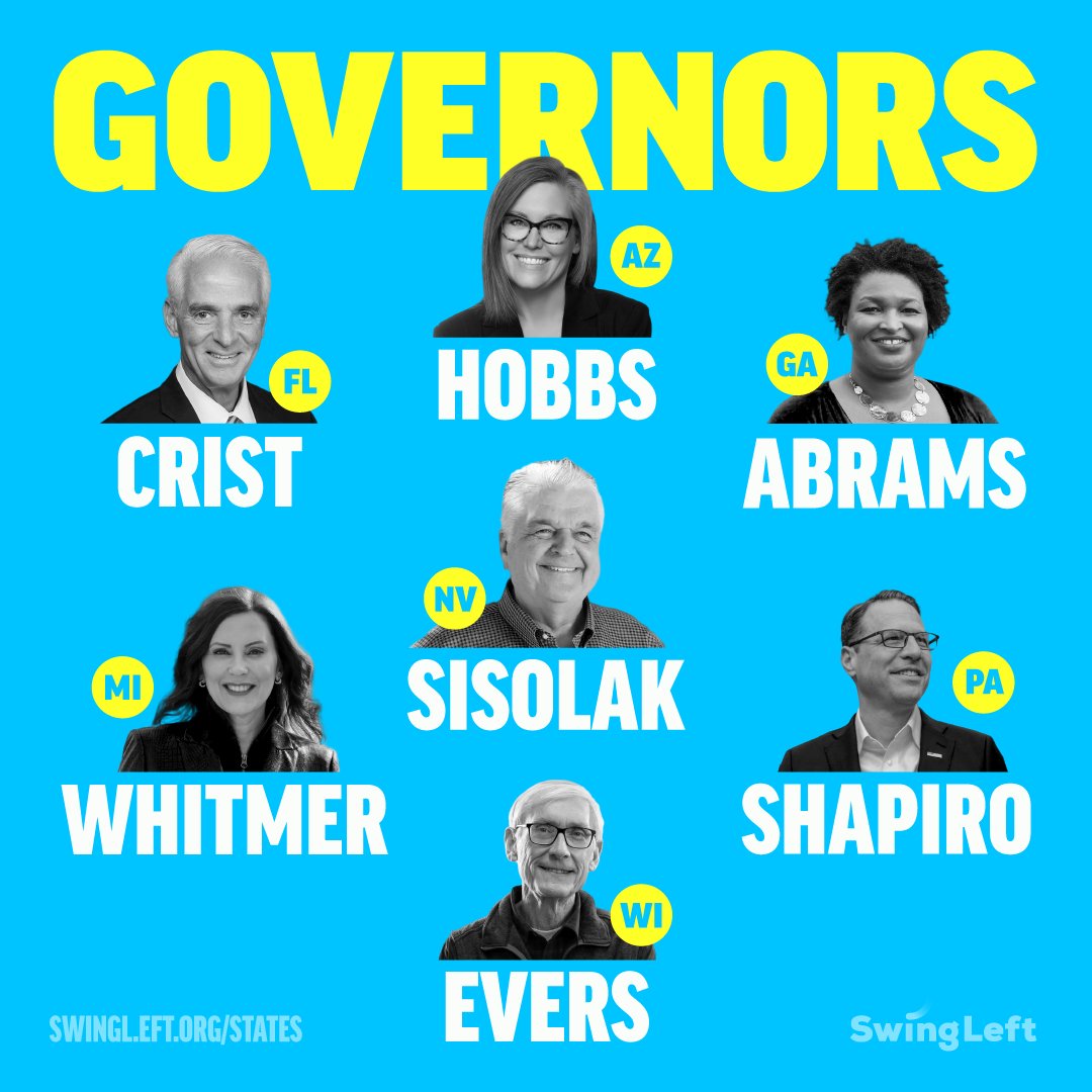 swingleft's tweet photo. Electing Democratic governors is critical to protect abortion rights, voting rights, and so much more at the state level.
Help #WinTheMidterms: https://t.co/GJQray5qcE https://t.co/qry6slYyZj