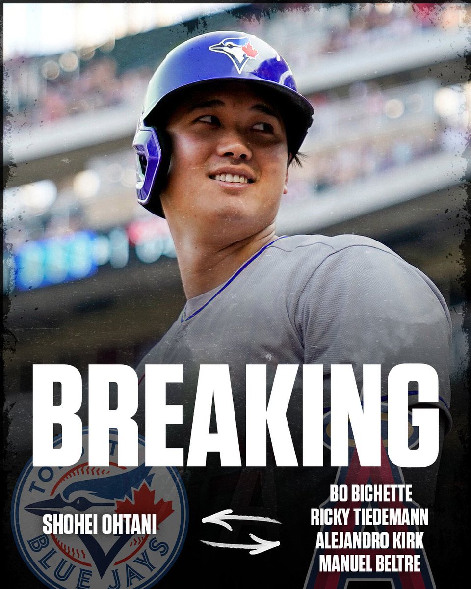AveryChenier's tweet image. BREAKING: The Blue Jays and Angels have agreed on a deal that send star P/DH Shohei Ohtani to Toronto. This deal will be finalized when the new league season starts.