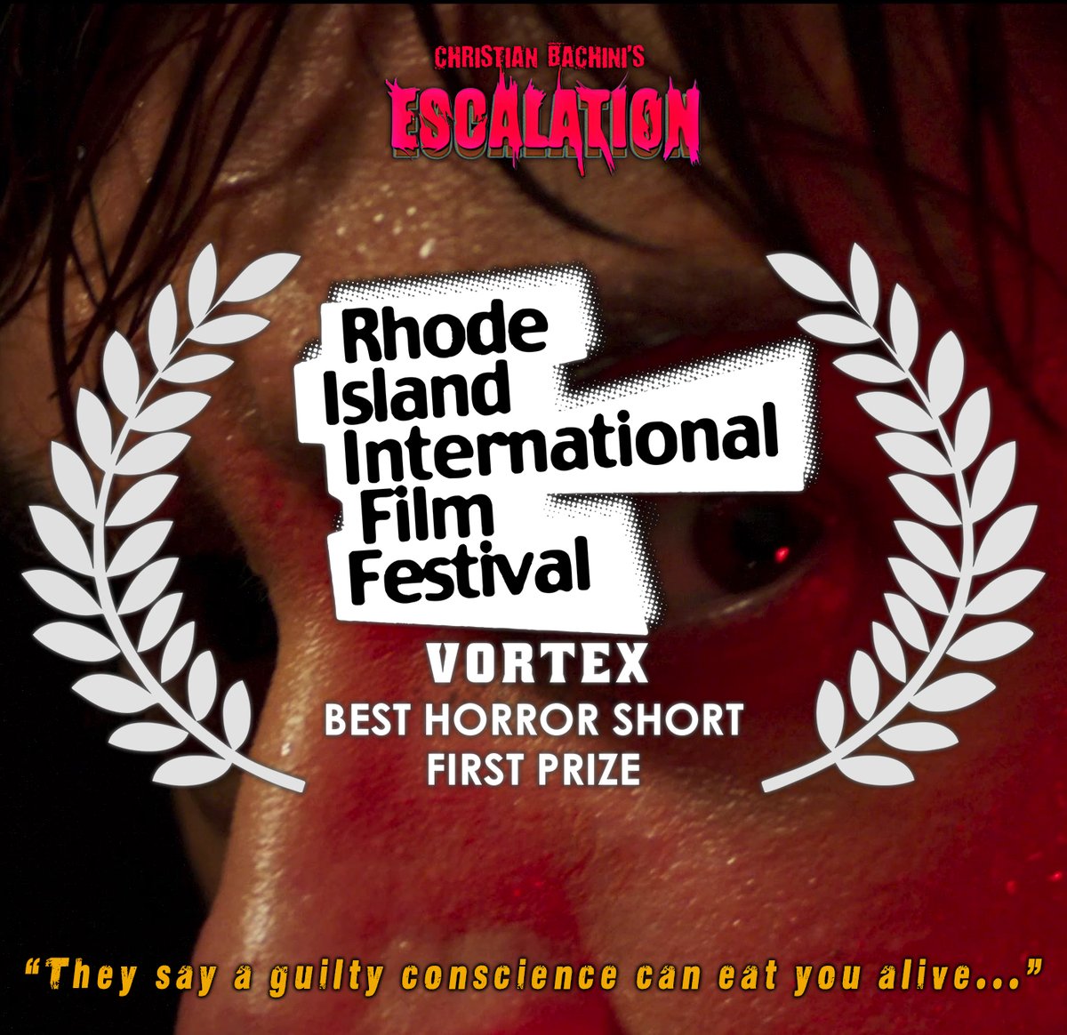 ChrisBachini's tweet image. DOUBLE AWARD WINNER at @TheAcademy Award Qualifying @RIFilmFest !!! First up, #BestHorrorShort award for #escalationmovie 🔥🎉 I owe a massive thank you to @shawndrywa and @ShawnQuirk  for all the love and for welcoming me into the #riiff family!