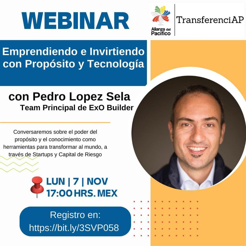 DTT_TecdeMty's tweet photo. El Webinar tiene como objetivo: Conversar sobre el poder del propósito y el conocimiento como herramientas para transformar al mundo, a través de Startups y Capital de Riesgo.

📆 Fecha: lunes 7 de noviembre, 2022.
🕔 Hora: 5:00 p.m. CDMX.
📝 Registro: https://t.co/BDoMD9t4wn https://t.co/jpoqAtKM16