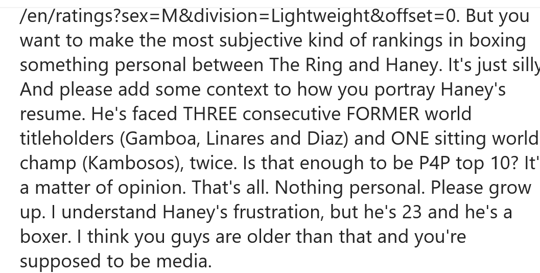 My reply to @ThaBoxingVoice's most recent Instagram post. People in #boxing really need to grow up.