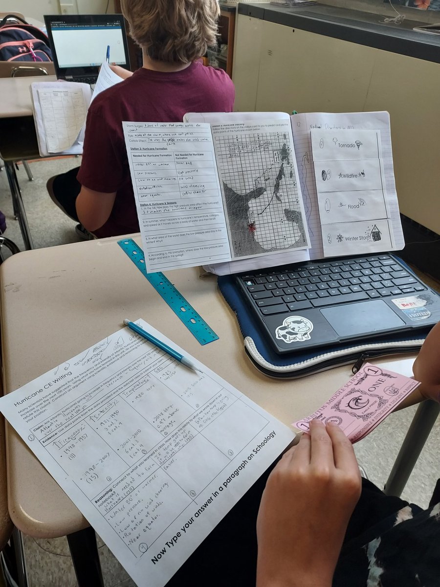 AliceBucknerSci's tweet photo. Will hurricanes increase in frequency and intensity in the next 100 years? Ss @ArbutusMS used unit data to create written arguments answer this question. @BCPSSci https://t.co/bhuuzITJtT