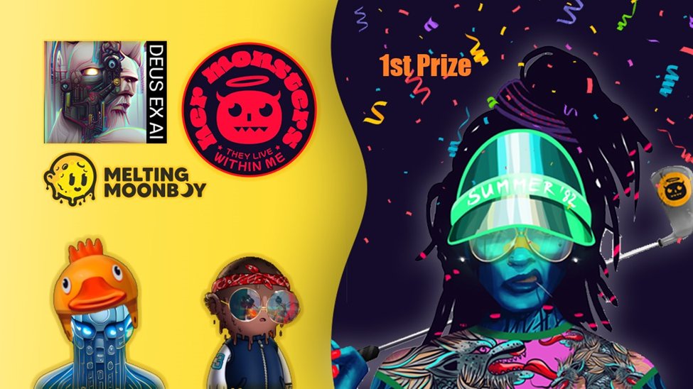 I invite artists to the $big.tasty Artist Celebration Contest!
Check out the prizes $big.tasty and read the lore at moshpitmonkey.com to get started. 

Will release entry details Nov. 9th
<a href="/her_monsters/">Her Monsters Gang 🦊</a> <a href="/meltingmoonboy/">Melting Moonboy</a> <a href="/DeusExAi/">Deus Ex AI</a> #bigtasty
Please retweet or forward to artist