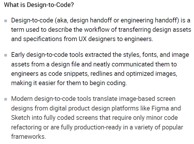 New Gartner research on #DesignToCode - including <a href="/AnimaApp/">Anima</a> <a href="/avocode/">Avocode</a> <a href="/infragistics/">infragistics</a> and <a href="/teleportHQio/">teleportHQ</a> gartner.com/document/40206… [Gartner paywall]