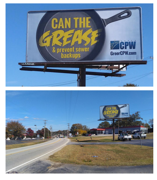 Another great project by Lamar Advertising to help us get the word out about preventing sewer backups.  #canthegrease #fogclogs