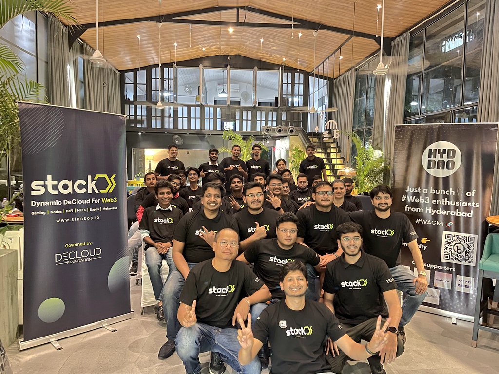 hyderabaddao's tweet photo. November Kick-started with @DeployOnStackOS first #Hyderabad Meet-up at @MetaVCafe ๐ฅณ
Thankyou @VishnuKorde for the insightful talk on #StackOS โจ
Geared up for @Web3Conclave tomorrow. See you all there #LFG ๐ ๐
@DeployOnStackOS x @MetaVCafe x @HyderabadDAO x @Pune_DAO https://t.co/FZ37W6GDnA