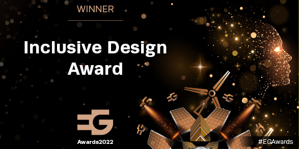 The Inclusive Design Award was inspired by one of our Future Leaders. The judges said <a href="/PeldonRose/">Peldon Rose</a> and <a href="/ThirdSectorProp/">TSP</a>’s building design took a human-centric approach that placed accessibility and inclusion at the centre of the process.