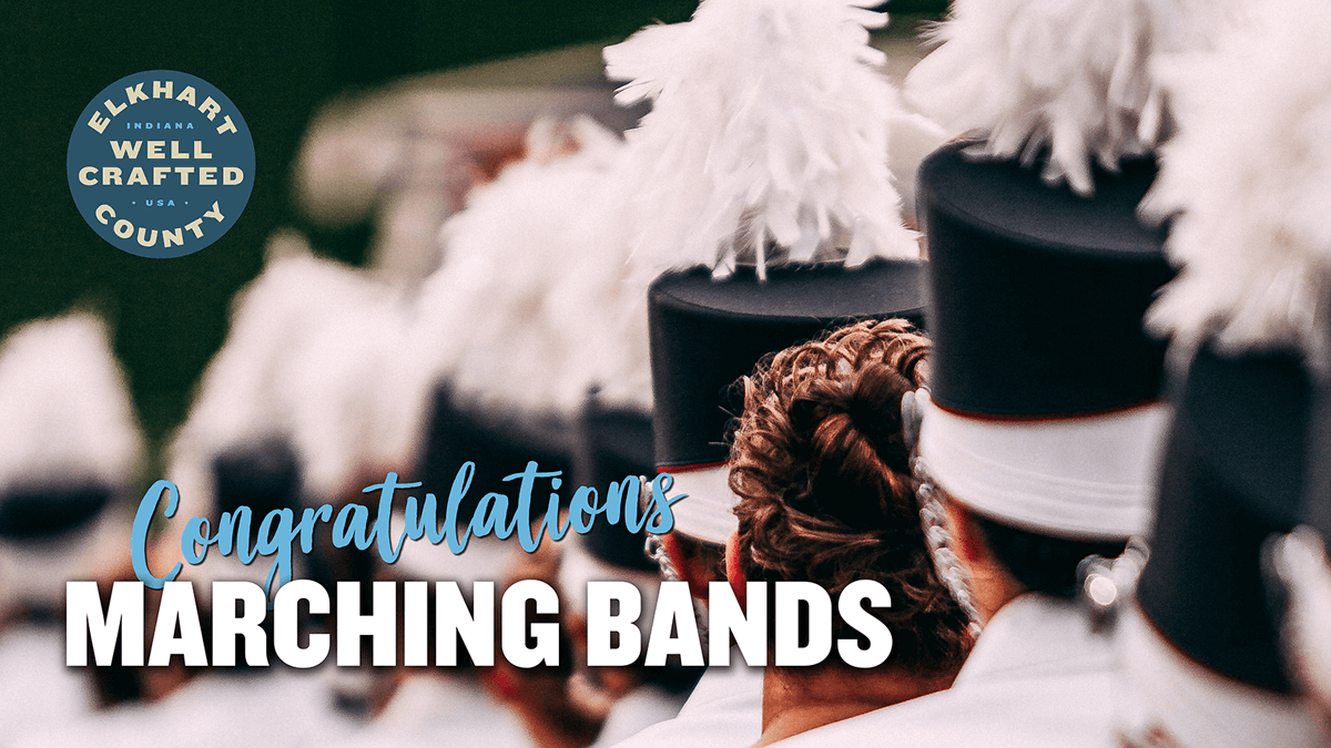 ElkhartCountyIN's tweet photo. Congratulations to these Elkhart County Marching Bands who made it to the ISSMA State Marching Band Finals! 🎺
Goshen High School
Concord High School
Fairfield Jr Sr High School
NorthWood High School
#INElkhartCo #MarchingBand #WellCrafted https://t.co/RBUTbuAKvA