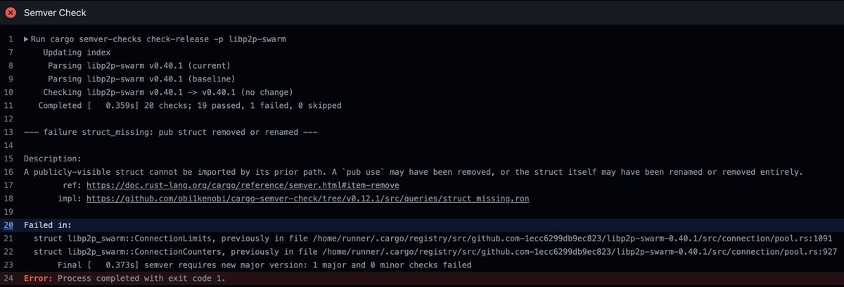 cargo-semver-checks prevented another real-world semver issue 🎉

It definitely won't catch *everything* yet, but it's already useful and getting better every week. It feels good to see hard work paying off.