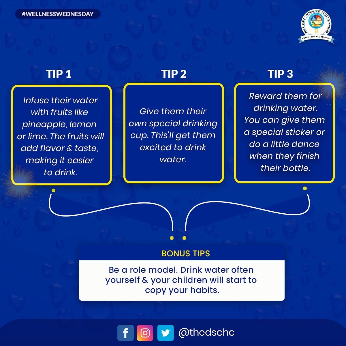 Keep Them Healthy.
.
.
.
.
#health #hydrate #dschc #yourhealthnaourmatter #healthyfood #delta #water