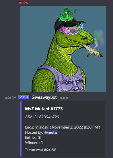 0xRoshi's tweet photo. Wish you had a dope @al_goanna Mutant in your wallet, but missed your chance? 
Don't fear #algofam, @AlgosaurGallery is here! 😂

Hop by the 'Algosaur Evolution' Shuffle and verify on discord for some KILLER #NFTGiveaway odds 
👇👉https://t.co/XxLhV2aZH3
https://t.co/5fk5Xdptgq https://t.co/ovpSpxRLuZ