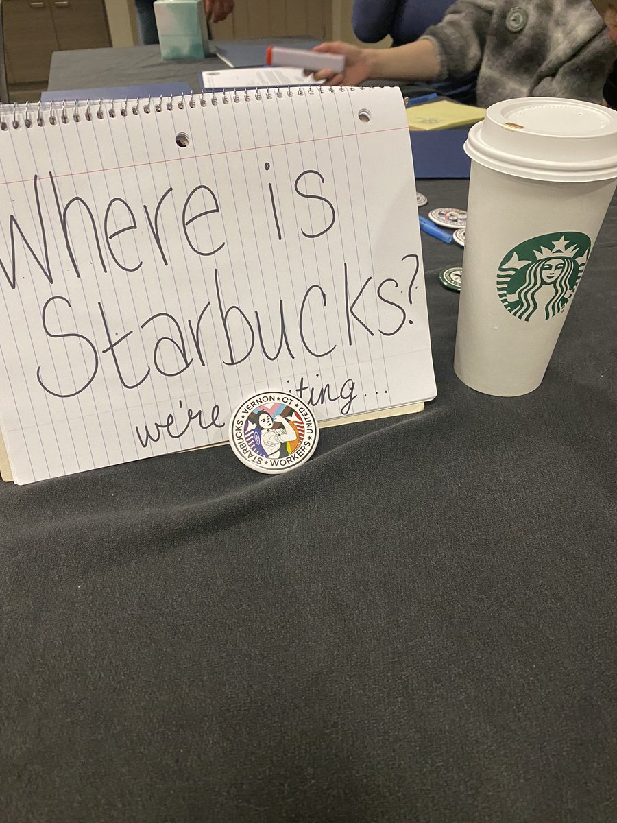 Starbucks sat with us long enough for introductions and to tell us they would not negotiate as long as we had hybrid attendees. So, if you are also wondering #whereisstarbucks, the answer is that they are in the other room refusing to negotiate. #sbwu