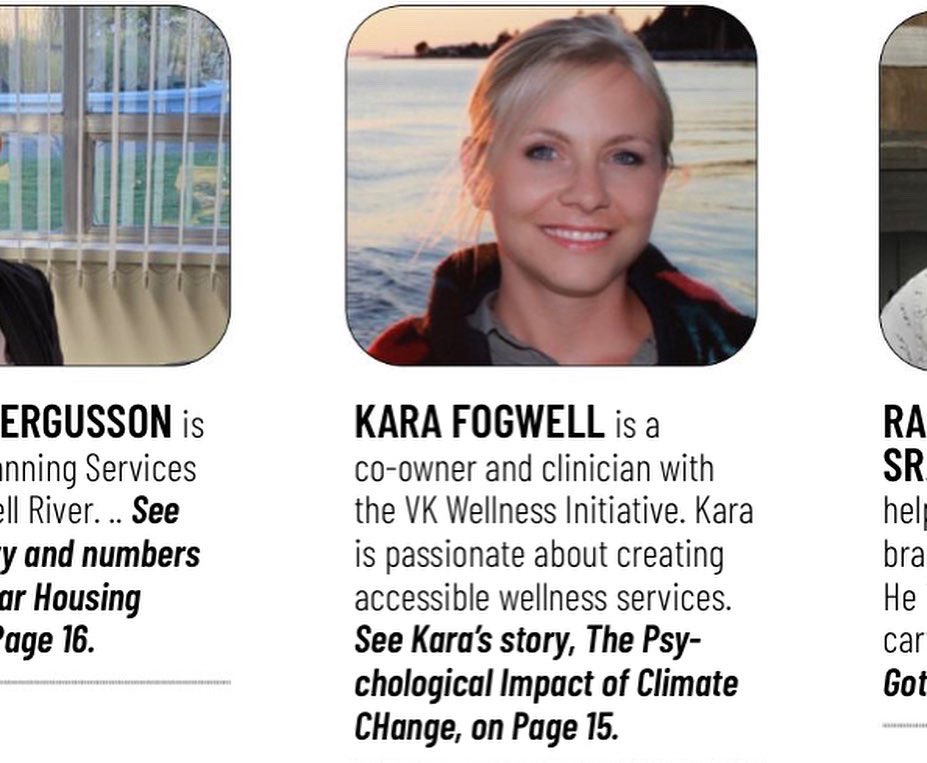 The Psychological Impact of Climate Change by Kara Fogwell is in the November issue of qathet Living. This article introduces the topic that we will explore deeper at November events “Remembrance for Lost Species” and VK’s special event  “From Eco Anxiety to Eco-Hope” #ecoanxiety