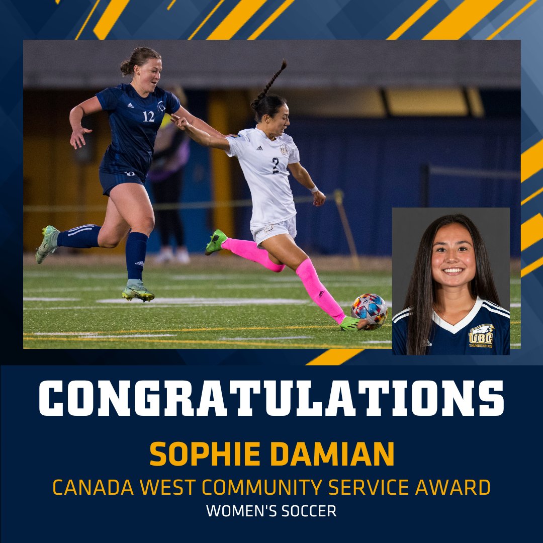 ubctbirds's tweet photo. ⚽️ WSOC | Congratulations to @ubcwsoc's Sophie Damian whose incredible work with young people across B.C. has been recognized with the @CanadaWest Women's Soccer Community Service Award! https://t.co/fVqgO8QK40