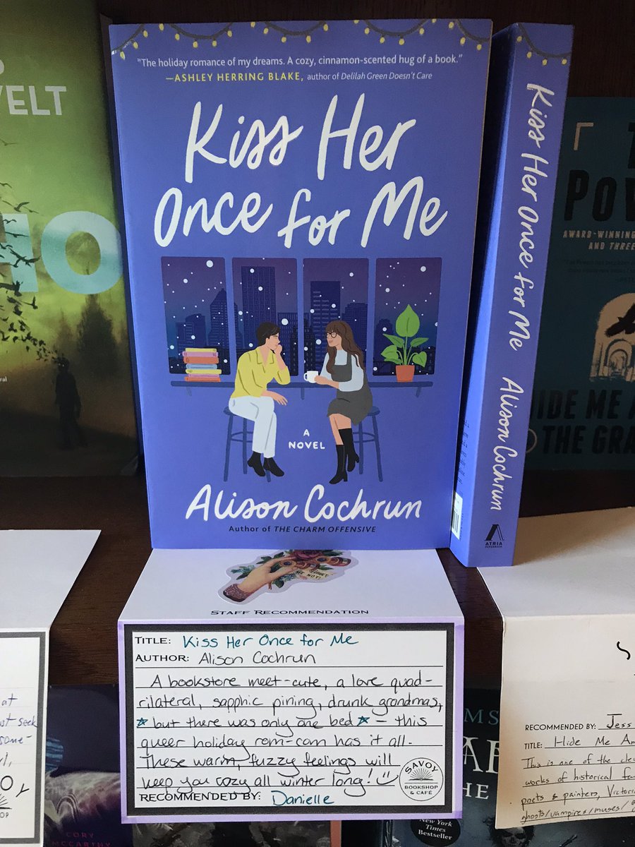 recdyourbook's tweet photo. Hi, @AlisonCochrun! Happy book birthday to KHOFM! I have it on our staff picks shelf at Savoy Bookshop in Westerly, RI, and I can’t wait to spend the winter hand-selling it. 🥰 https://t.co/wlrYXFW2LV