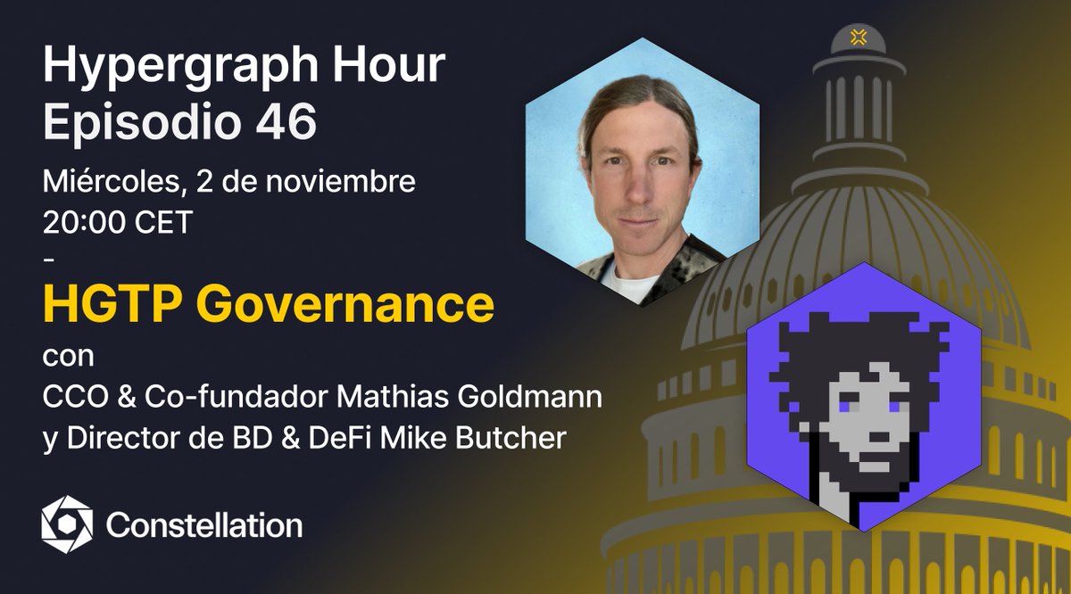 ⏳ ¡Empezamos en 15 minutos! 

Únete al #HypergraphHour con nuestro COO <a href="/mgoldm/">𓉢 Mateo</a> y el Director de BD y DeFi @cveCRV para conocer el porvenir para la gobernanza de #HGTP 👥

Súmate a la cola 👉 us06web.zoom.us/j/86250230026?…

$DAG $LTX #Crypto #DeFi