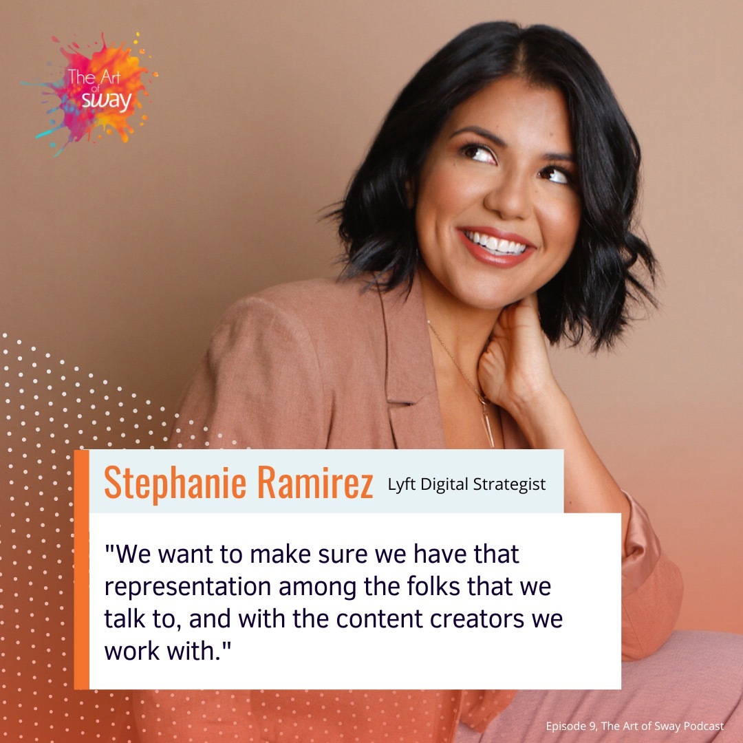We chatted with Lyft strategist Stephanie Ramirez (@stephrtweets) in our recent Art of Sway episode, don’t miss this important conversation on letting culture lead the way with DE&amp;I-focused outreach.
 
bit.ly/3zGtL0t