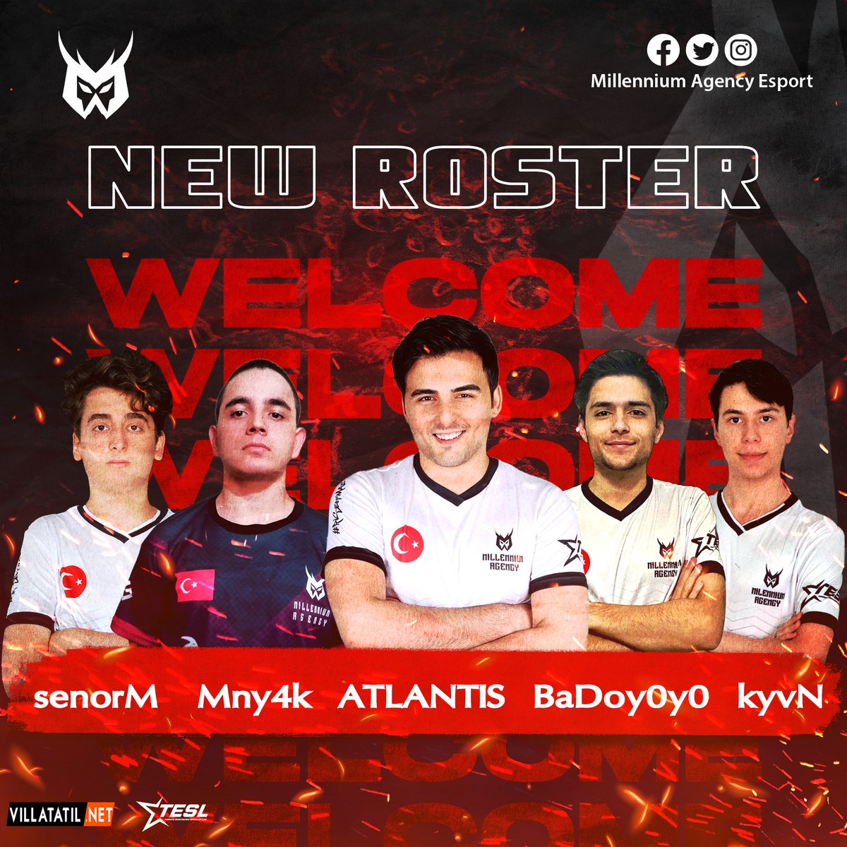 Millennium Agency Esports 🦉🥷 (@millenniumesc) on Twitter photo Yeni #CSGO takımımızı tanıttığımız için çok mutluyuz.
Takımımızı en iyi şekilde temsil edeceklerine güvenimiz tam!
🇹🇷 Özgür "SENORm" AYGÜN
🇹🇷 Muhammed "Mny4k" KEYİK
🇹🇷 İbrahim Halil ''ATLANTIS'' ERKILIÇ @ATLAN7IS_
🇹🇷 Bahadır "BaDoy0y0" ÇETİN
🇹🇷Utku "kyvN" KEYVAN <a href="/kyvncs/">Utku Mert Keyvan</a> Yeni #CSGO takımımızı tanıttığımız için çok mutluyuz.
Takımımızı en iyi şekilde temsil edeceklerine güvenimiz tam!
🇹🇷 Özgür "SENORm" AYGÜN
🇹🇷 Muhammed "Mny4k" KEYİK
🇹🇷 İbrahim Halil ''ATLANTIS'' ERKILIÇ @ATLAN7IS_
🇹🇷 Bahadır "BaDoy0y0" ÇETİN
🇹🇷Utku "kyvN" KEYVAN <a href="/kyvncs/">Utku Mert Keyvan</a>