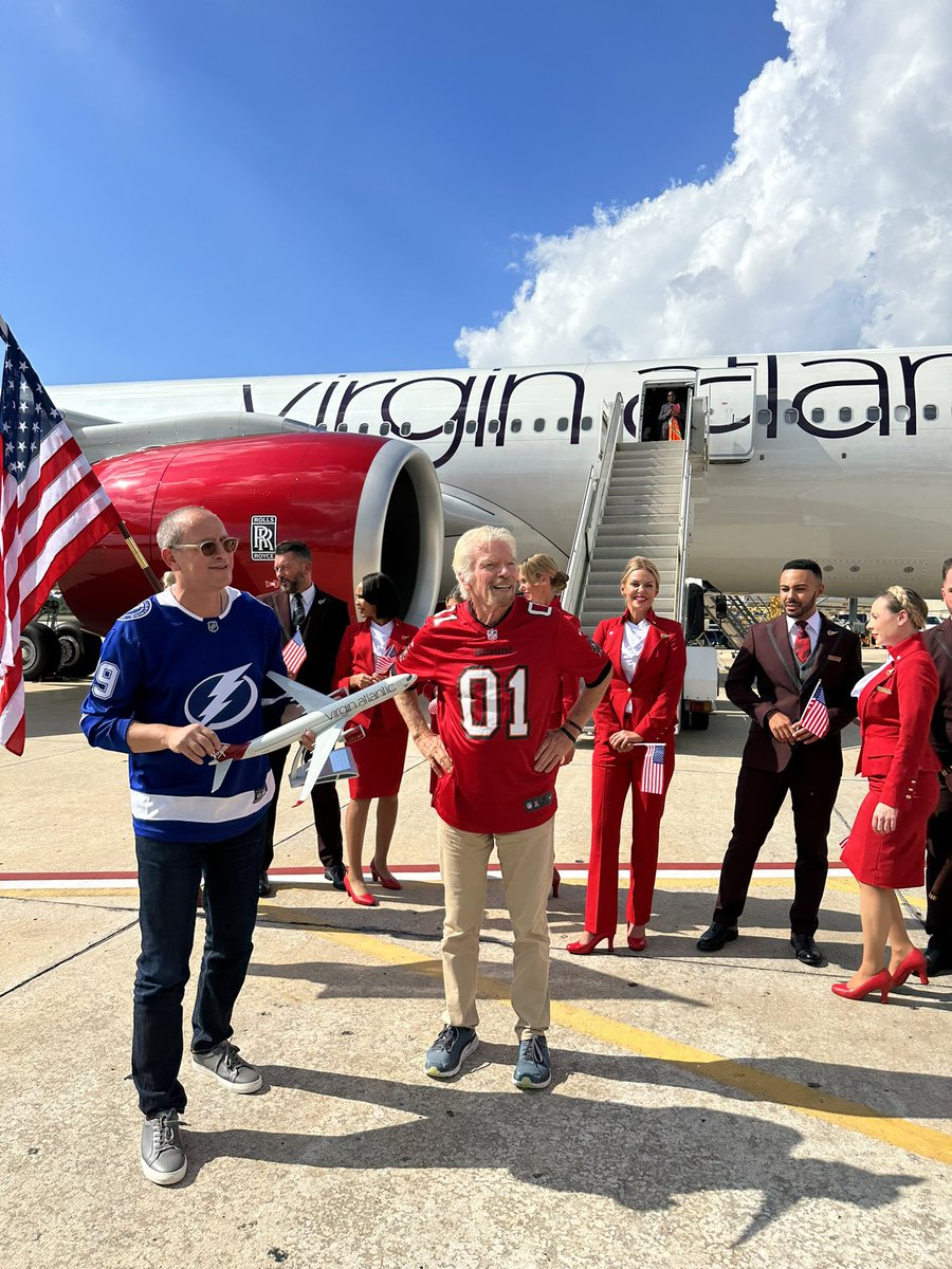 FlyTPA's tweet photo. We’re excited to have @richardbranson with the @VirginAtlantic team at TPA today! https://t.co/xwiWVThukT