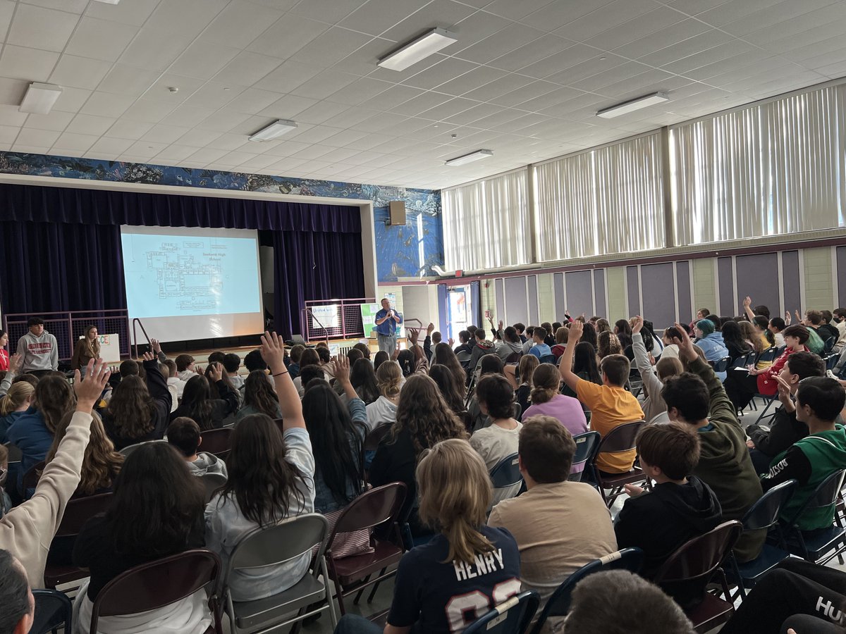 8th Grade Students enjoyed a great presentation about Seekonk High School from Dr. Whalen today.  Thank you to Dr. Whalen and the SHS students for visiting today!