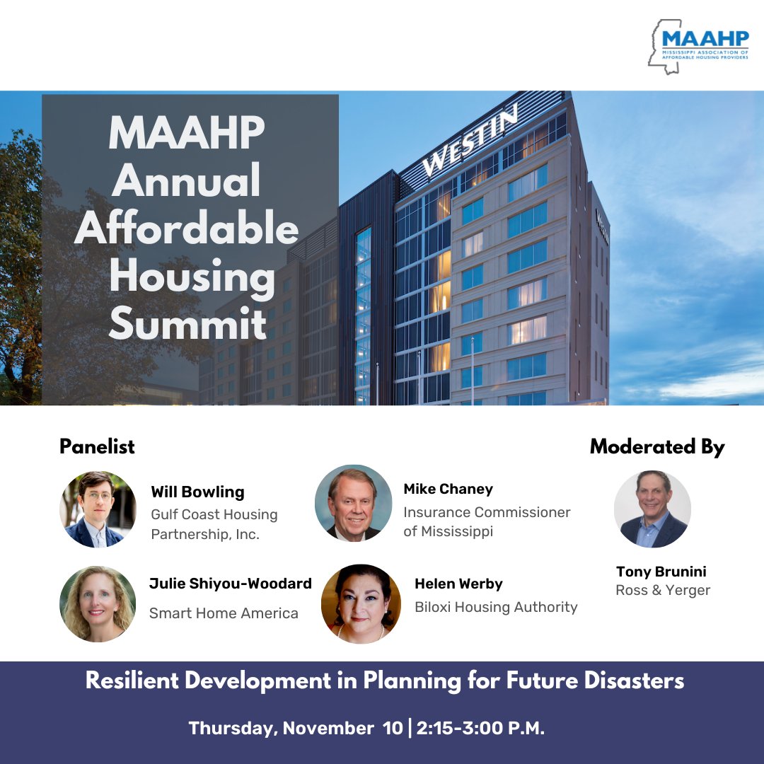 We are thrilled to announce that Mike Chaney, Insurance Commissioner of Mississippi will be attending the conference. He will be a panelist during the Resilient Development in Planning for Future Disasters session. 
Register to attend-----> ow.ly/go3f50LsqYF