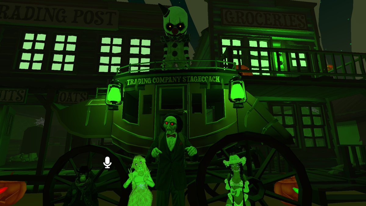 misrebeccalove's tweet photo. #VRChat playing in Spookality Dust Town with the #Deadlings on #TwitchTuesday https://t.co/uwBRJGufuq