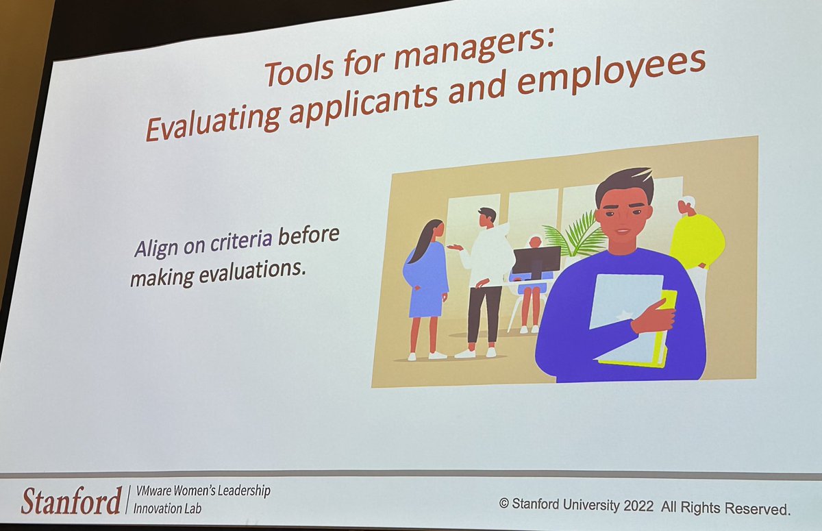 An oldie but a goodie. If you want fairer evaluations, one step (but not the only step) is to agree on the criteria before you made a people decision. <a href="/SVLeadershipLab/">Stanford VMware Women's Leadership Innovation Lab</a> #DiversityandInclusion