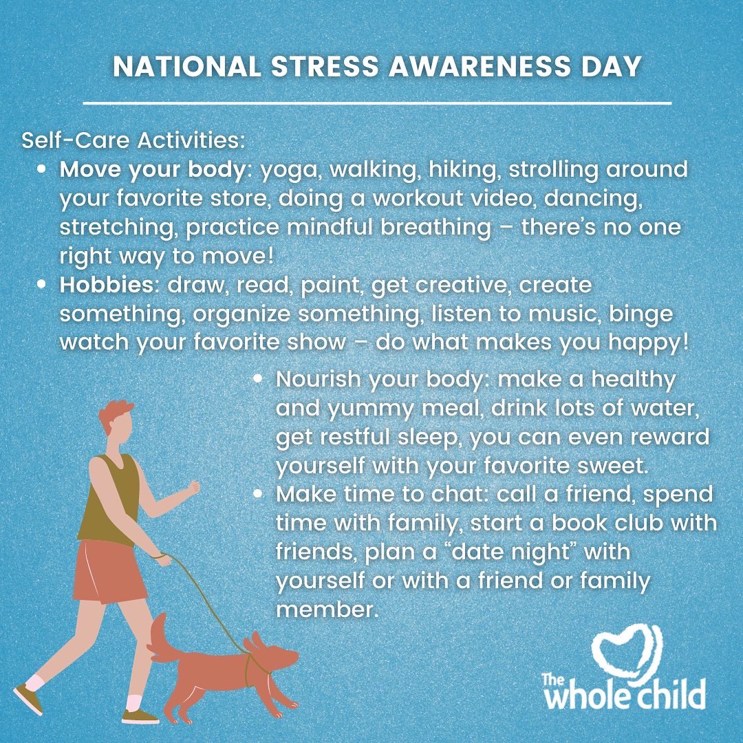 Today is #NationalStressAwarenessDay. TWC supports kids and parents dealing with stress coming from all directions and in all forms.

Read these tips and activities from Renee Davis, LCSW, designed to help you cope with stress and improve your overall mental health and wellbeing!