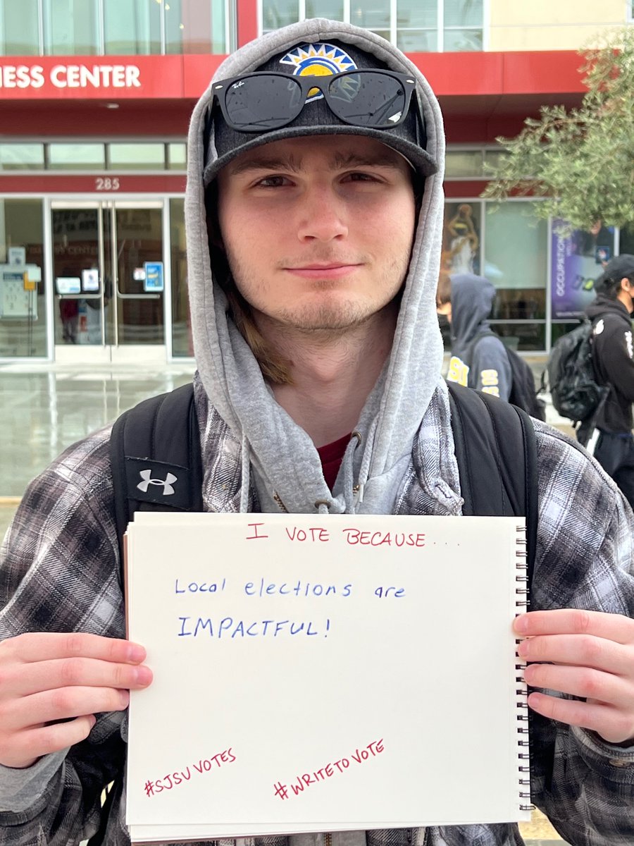 SJSUvotes's tweet image. Why are you voting? #sjsuvotes #WriteToVote
@sjsu #CampusTakeover