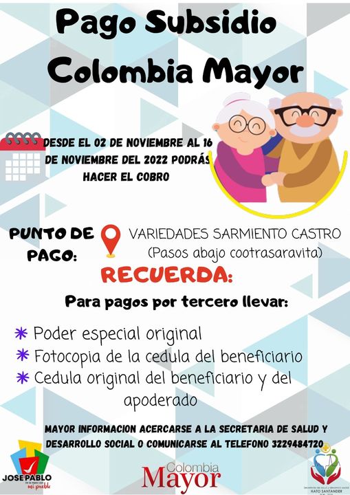 HatoSantanderOf's tweet photo. Comenzamos los PAGOS a los beneficiarios del programa #COLOMBIAMAYOR. Los esperamos en el punto autorizado con todas las medidas de bioseguridad. #DeLaManoConMiPueblo_ #SecGralyDeGobierno. #ESEHospitalManuelaBeltrán-NODO HATO. #DeLaManoConMiPueblo_  #JoséPabloTolozaAlcalde. https://t.co/aG7mK2nf3P