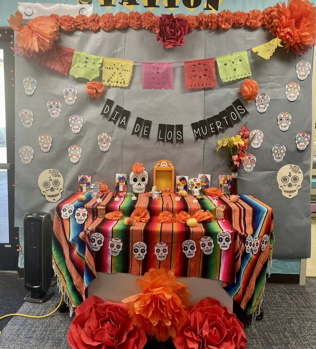 ASA_PolarBears's tweet photo. ASA ASES students and staff successfully created an altar for “Dia de Los Muertos.”  Thank you ASES Polar Bears!!! @zjgalvan @LCortezGUSD @verodher @Ms_HernandezG2 @Mrs_Mendoza21 @ASA_RSP @ASA_Speech @DiocelinaBelle https://t.co/iVZGCYmnuG