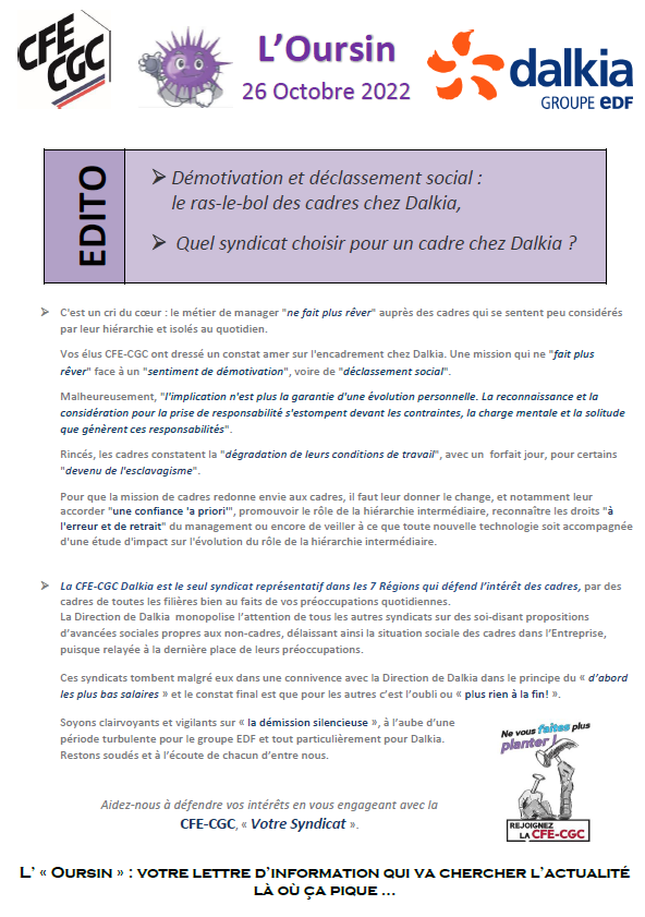 CFECGCDalkia's tweet photo. GRANDE DÉMISSION : POURQUOI LES CADRES QUITTENT-ILS L'ENTREPRISE? 
Ce phénomène gagne @Dalkia sous les yeux d'une Direction impassible avec une proposition d'accord "Temps de Travail et Reconnaissance" ou les cadres sont les grands oubliés du dispositif. https://t.co/sthuBxBWHz
