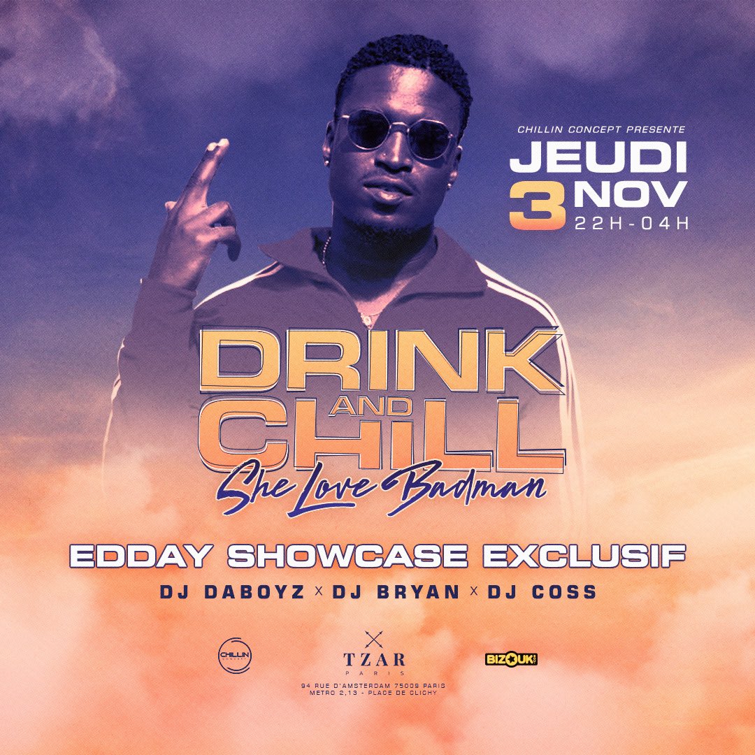 Salut les fiiiiiiiiiiilles 🎤
Nous connaissons, vous connaissez, ils connaissent ! 

<a href="/EddayOfficiel/">C A P T A I N . DAY</a> sera également de la partie demain à la DRINK&amp;CHILL 🇩🇲

You know it 🎵

🎫 my.bizouk.com/drink-amp-chil…