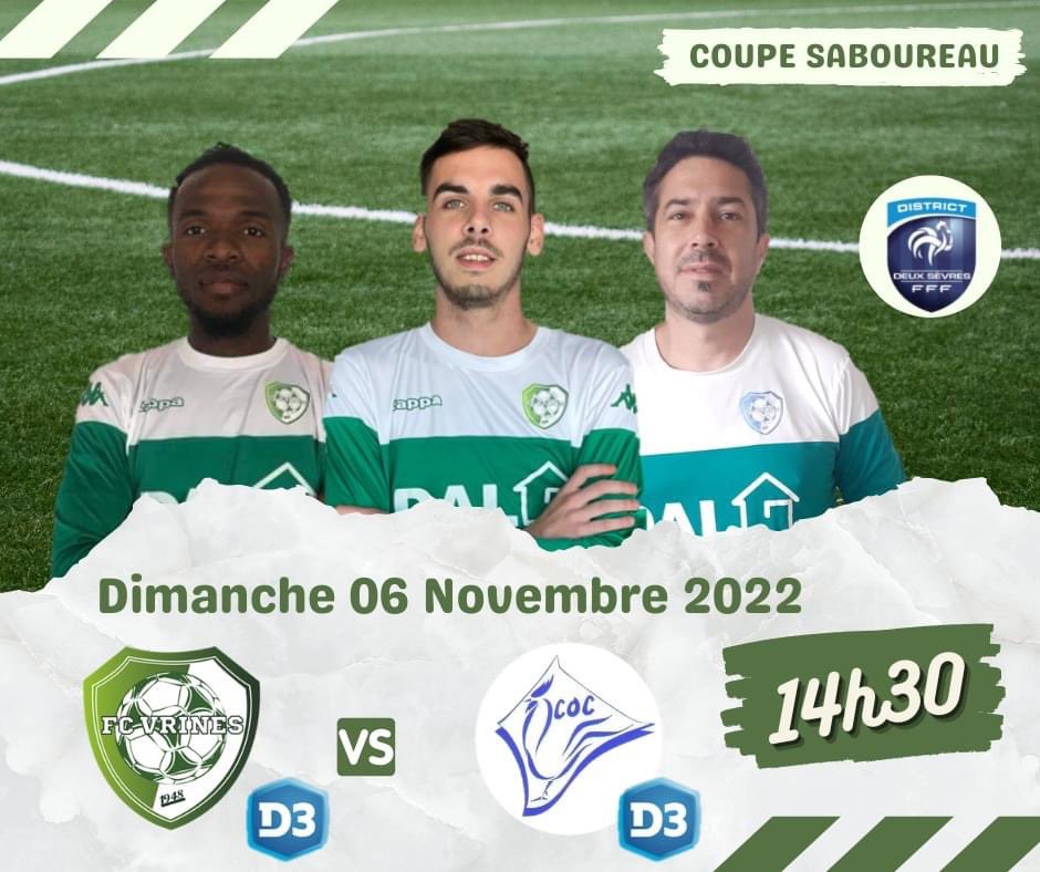 FCVRINES's tweet photo. 🔜 Coupe Saboureau 🏆 (1er Tour) 🔥

📅 Dimanche 06 Novembre 2022 
🏟 Vrines
⌚️ 14h30

Fc Vrines 2 (D3) 🆚 CO Cerizay Football 3 (D3) 

Venez nombreux nombreuses encourager les Vert et Blanc 📣 https://t.co/NXmSyVwMgH